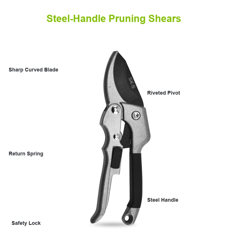 Steel-handle pruning shears English detail 5